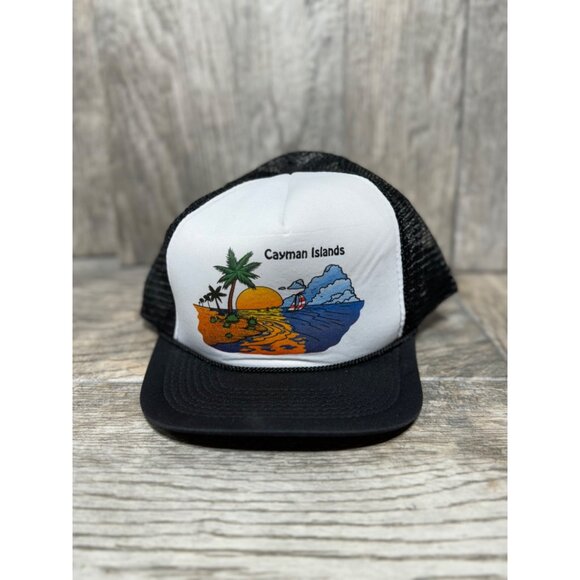Vintage Cayman Islands Rope Trucker Mesh Back Snapback Hat 90s Y2K - Picture 5 of 7